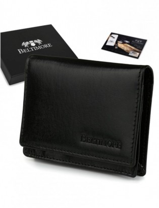 Etui na wizytówki karty czarne skórzane portfel slim Beltimore G94 - zdjęcie 1