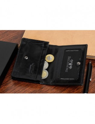 Etui na wizytówki karty czarne skórzane portfel slim Beltimore G94 - zdjęcie 2