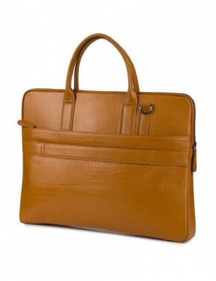 Torba skórzana aktówka teczka croco na laptopa 15"6 brązowa A4 Beltimore S18 - zdjęcie 5
