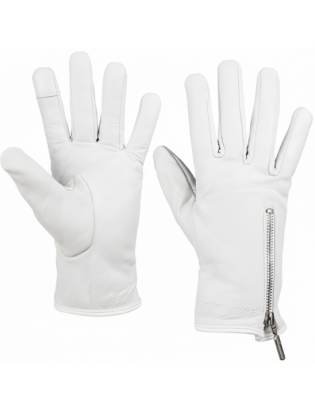 Rękawiczki skórzane damskie polar na dotyk TOUCH FINGER białe BELTIMORE K27 - zdjęcie 4
