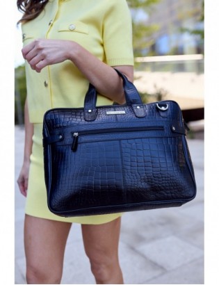 Torba skórzana elegancka croco laptop 15 - zdjęcie 4