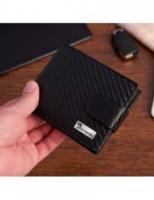 Męski portfel skórzany klasyczny RFiD duży czarny carbon premium Beltimore P02 - zdjęcie 7