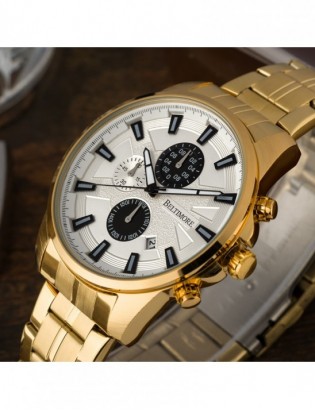 Zegarek męski na bransolecie duży solidny chronograf datownik złoty Beltimore BT04 - zdjęcie 4