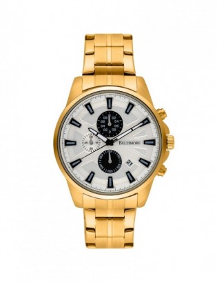 Zegarek męski na bransolecie duży solidny chronograf datownik złoty Beltimore BT04 - zdjęcie 6