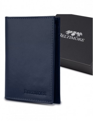 Etui na dokumenty karty granatowe skórzane slim Beltimore G95 - zdjęcie 1