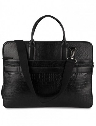 Torba skórzana aktówka teczka croco na laptopa 15"6 czarna A4 Beltimore S18 - zdjęcie 3