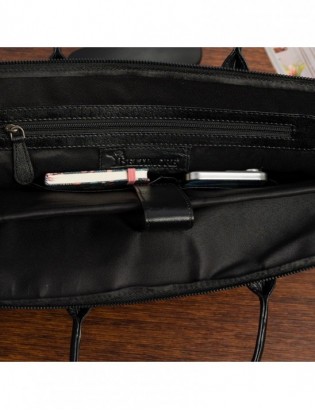 Torba skórzana aktówka teczka croco na laptopa 15"6 czarna A4 Beltimore S18 - zdjęcie 6