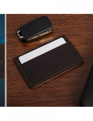 Etui na Karty Skórzane Slim Beltimore Wizytownik ciemny brąz G57 - zdjęcie 4