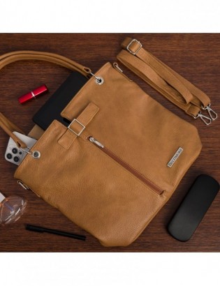 Torebka Damska Shopper Skóra Naturalna Miękka Beltimore Camel 935 - zdjęcie 2
