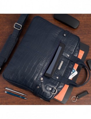 Torba skórzana elegancka croco laptop 15 - zdjęcie 12