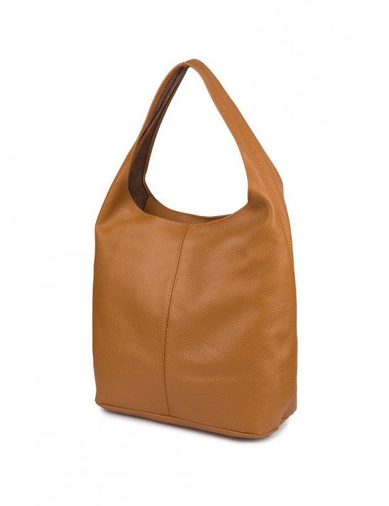 Torebka skórzana damska shopper pojemna A4 skóra naturalna włoska Beltimore camel U36
