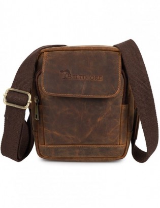 Torba Męska Skórzana Mała Vintage Beltimore Brązowa N39 - zdjęcie 1