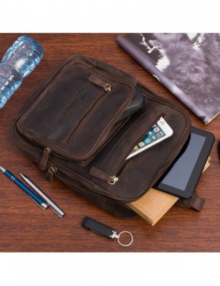 Plecak skórzany saszetka przez ramię crossbody modna 2-komorowa Beltimore N25 - zdjęcie 6