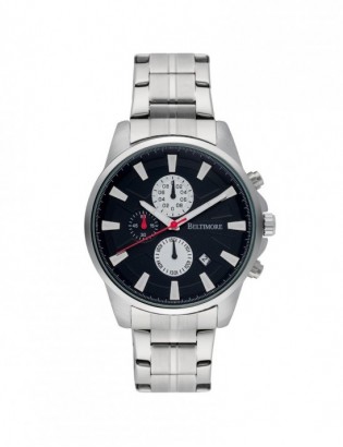 Zegarek męski na bransolecie duży solidny chronograf datownik srebrny Beltimore BT04 - zdjęcie 6
