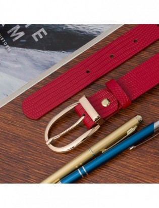 Skórzany pasek damski do spodni sukienki czerwony skóra nat 3 cm Beltimore D93 - zdjęcie 14