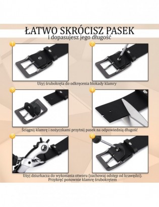 Skórzany pasek damski do spodni sukienki granatowa skóra nat 2,5 cm Beltimore O12 - zdjęcie 19