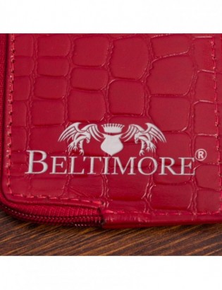 Etui na dokumenty karty czerwone skórzane skóra croco slim Beltimore J06 - zdjęcie 5