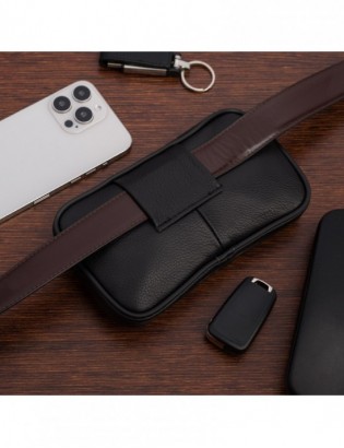 Etui na telefon klucze do paska skórzane duże skóra naturalna czarne G98 - zdjęcie 5
