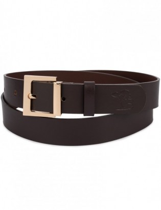 Skórzany pasek damski do spodni sukienki ciemny brąz skóra nat 3 cm Beltimore D73 - zdjęcie 6