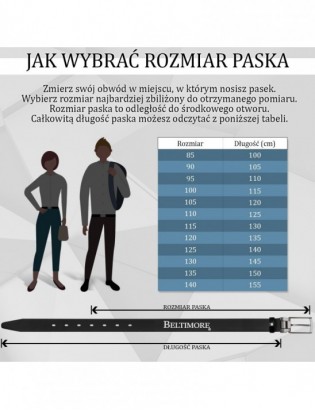 Skórzany licowy pasek męski czarny szeroki premium Beltimore E14 - zdjęcie 9