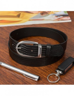 Skórzany pasek damski do spodni sukienki czarna skóra nat 3 cm Beltimore D89 - zdjęcie 3