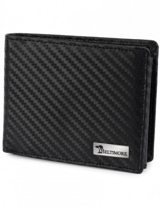 Portfel męski skórzany klasyczny RFiD duży czarny carbon premium Beltimore P01 - zdjęcie 6