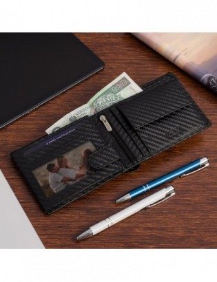 Portfel męski skórzany klasyczny RFiD duży czarny carbon premium Beltimore P01 - zdjęcie 9