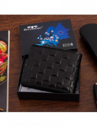 Portfel Męski Skórzany Poziomy RFID Szachownica Beltimore P95 - zdjęcie 3