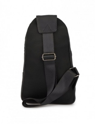 Czarna saszetka nerka przez ramię crossbody męska modna torba dwukomorowa skóra naturalna F01 - zdjęcie 6