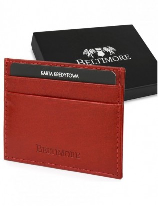 Etui na dokumenty karty czerwone skórzane slim Beltimore G93 - zdjęcie 1