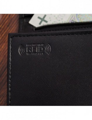 Portfel skórzany damski poziomy RFiD skóra na karty klasyk czarny Beltimore A03 - zdjęcie 12