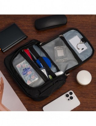 Kosmetyczka podróżna czarna unisex organizer lusterko Beltimore R26 - zdjęcie 5