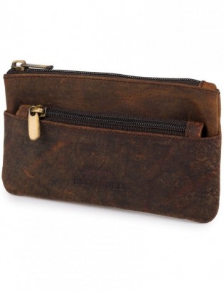 Skórzane etui na klucze dokumenty, pokrowiec kluczówka brązowe vintage E48 - zdjęcie 1
