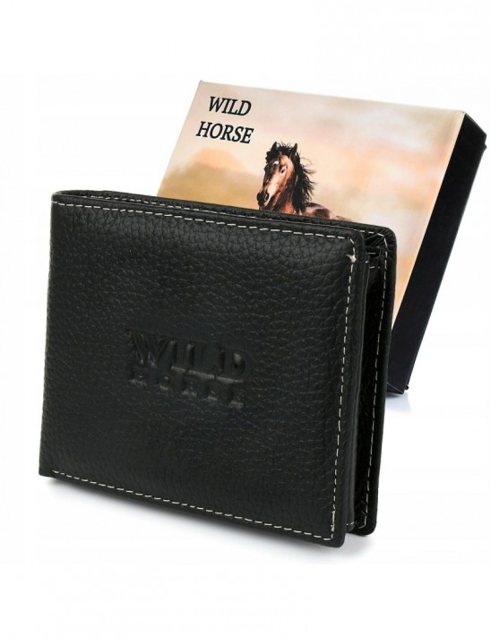 Portfel skórzany męski duży czarny Wild Horse RFiD