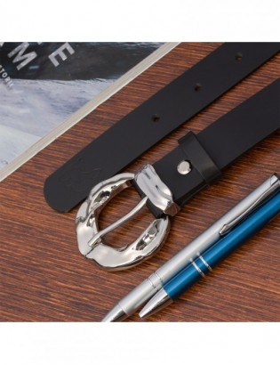 Skórzany pasek damski do spodni sukienki czarna skóra nat 3 cm Beltimore D95 - zdjęcie 4