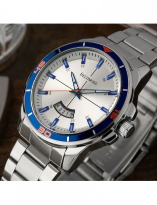 Zegarek męski bransoleta duży solidny z datownikiem marines premium Beltimore BT03 - zdjęcie 4