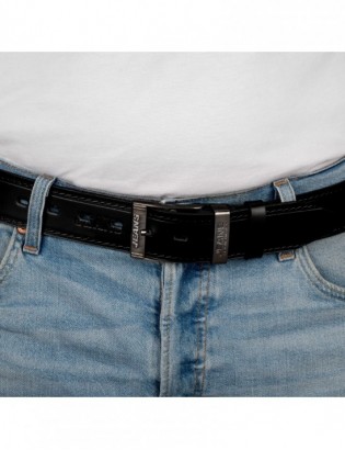 Pasek męski skórzany premium szeroki 4cm klasyczny czarny Beltimore Jeans E60 - zdjęcie 2