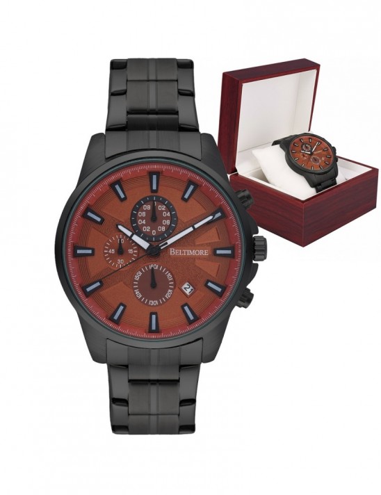 Zegarek męski bransoleta duży solidny z datownikiem premium Beltimore BT04