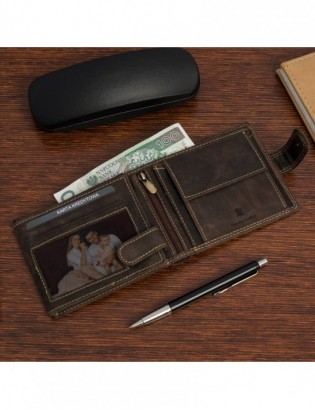 Portfel skórzany męski vintage poziomy klasyczny brązowy RFiD Beltimore S50 - zdjęcie 4