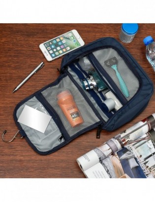 Kosmetyczka podróżna granatowa unisex organizer lusterko Beltimore R26 - zdjęcie 7