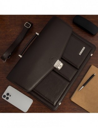 Brązowa męska aktówka Beltimore teczka elegancka pojemna W35 - zdjęcie 2