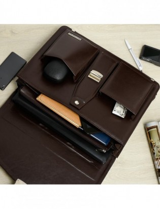 Brązowa męska aktówka Beltimore teczka elegancka pojemna W35 - zdjęcie 5