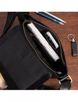 Torba męska skórzana na ramię zgrabna czarna elegancka Beltimore N03 - zdjęcie 6