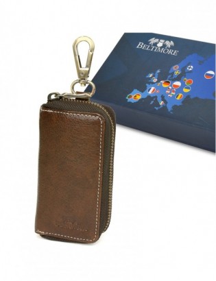 Etui na klucze premium skórzane kluczówka jasny brąz Beltimore P87 - zdjęcie 1