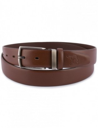 Pasek męski skórzany premium 3,5 cm casualowy brązowy skóra lico Beltimore brązowy E37 - zdjęcie 5