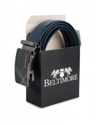 Pasek męski skórzany klamra automatyczna granatowy Beltimore A46 - zdjęcie 6