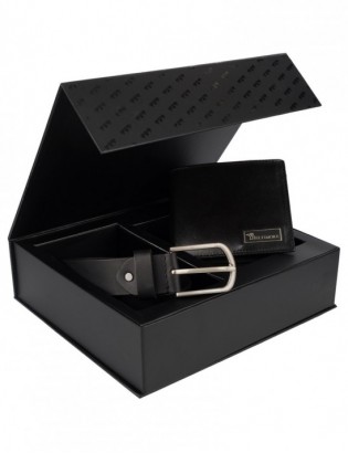 Zestaw prezentowy męski skórzany pasek portfel pudełko premium czarny Beltimore Z25 - zdjęcie 3